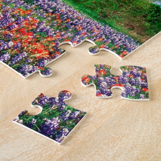 Bomen leven eik onder Texas Bluebonnets Legpuzzel (Zijkant)
