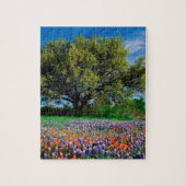 Bomen leven eik onder Texas Bluebonnets Legpuzzel (Verticaal)