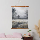 Bomen Meadow Low Lying Fog Landschap Hangend Wandkleed (Slaapkamer)