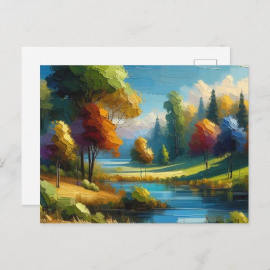 Bomen Meer in Landschap, Briefkaart (Voorkant / Achterkant)