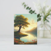 Bomen meer landschap kunst schilderij briefkaart (Staand voorkant)