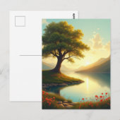 Bomen meer landschap kunst schilderij briefkaart (Voorkant / Achterkant)