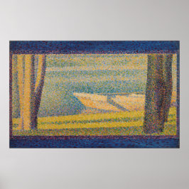 Bomen met afgemeerde boten poster