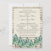 Bomen met Barn-hout winterrepetitie diner Kaart (Voorkant)