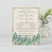 Bomen met Barn-hout winterrepetitie diner Kaart (Staand voorkant)