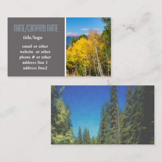 Bomen met bergaspen herfst gele natuur foto visitekaartje (Voorkant / Achterkant)