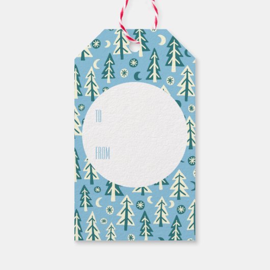 Bomen met bomen Bot Moon Stars Minimale schone DOS Cadeaulabel (Achterkant)