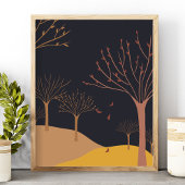 Bomen met dalende bladeren in het najaar poster