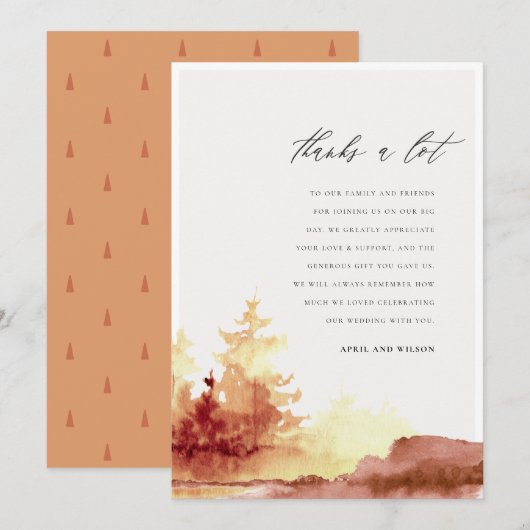 Bomen met de verbrande Sinaasappel gele Herfst Bom Bedankkaart (Voorkant / Achterkant)