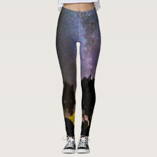 Bomen met een melkachtig landschap leggings
