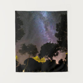 Bomen met een melkachtig landschap wandkleed