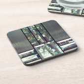 Bomen met gebrande glazen bergen, metaallisch zilv bier onderzetter (Linkerzijde)