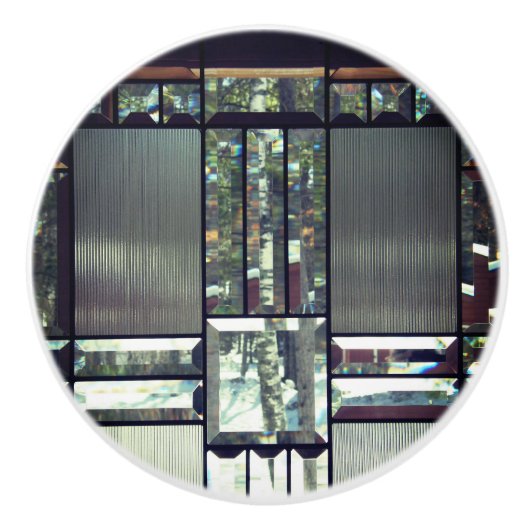 Bomen met gebrande glazen bergen, metaallisch zilv keramische knop (Voorkant)