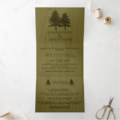 Bomen met gegaufreerde naaldbomen, groen hout, tro drieluik uitnodiging (Binnen)