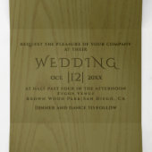 Bomen met gegaufreerde naaldbomen, groen hout, tro drieluik uitnodiging (Binnenkant midden)