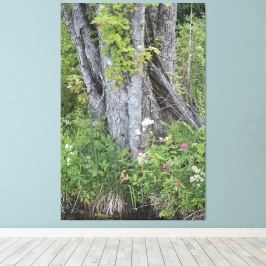 Bomen met grijs en groen canvas afdruk (Insitu (Houten vloer))