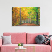 Bomen met herfstbladeren in een bos canvas afdruk (Insitu (Woonkamer))
