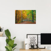 Bomen met herfstloof in een bos poster (Thuiskantoor)
