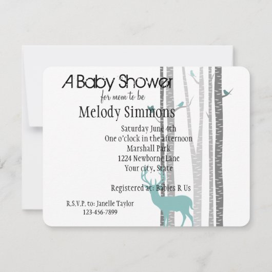 Bomen met het Baby shower Deer Kaart (Achterkant)