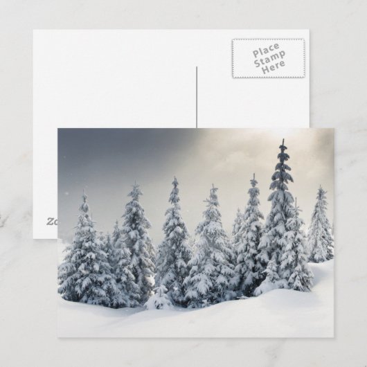 Bomen met hoarfrost en sneeuw briefkaart (Voorkant / Achterkant)