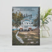 Bomen met huwelijksceremonie zomerbloemen kaart (Staand voorkant)