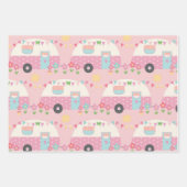 Bomen met kattencaravans en hart gepatterd inpakpapier vel (Voorkant)