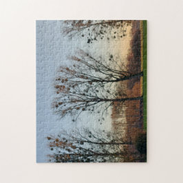 Bomen met maretak tegen een heldere hemel legpuzzel