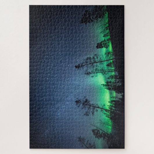 Bomen met noordelijke lampjes legpuzzel (Verticaal)