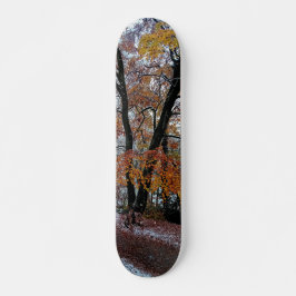 Bomen, met oranje bladeren persoonlijk skateboard