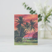 Bomen met platte bomen op het eiland Hawaï, het ou Briefkaart (Staand voorkant)