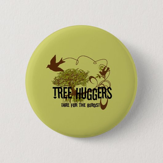 Bomen met struiken voor vogels ronde button 5,7 cm (Voorkant)