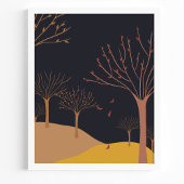 Bomen Met Vallende Bladeren Herfst Landschap Poster