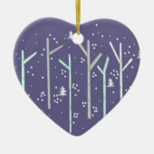 Bomen met vallende sneeuw keramisch ornament (Voorkant)