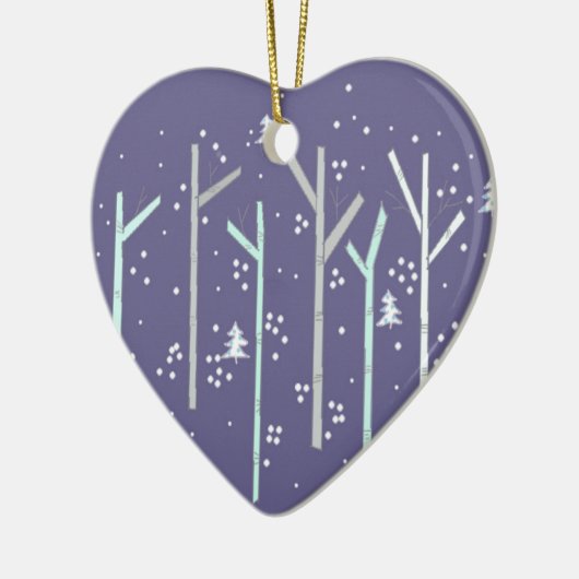 Bomen met vallende sneeuw keramisch ornament (Links)