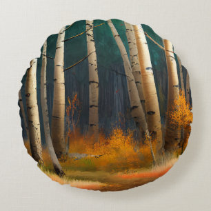 Bomen met witte herfst met herfstbladeren rond kussen