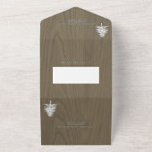 Bomen met witte reliëfbomen op sepiawoudbruiloft all in one uitnodiging (Buitenkant)