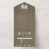 Bomen met witte reliëfbomen op sepiawoudbruiloft all in one uitnodiging (Binnen)