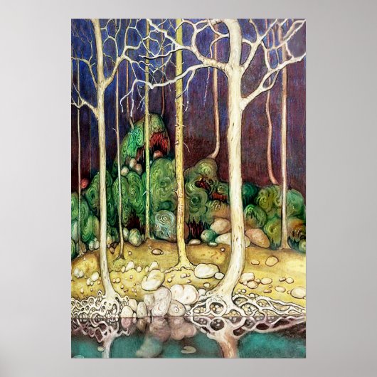 Bomen met wortelen in het meer poster (Voorkant)