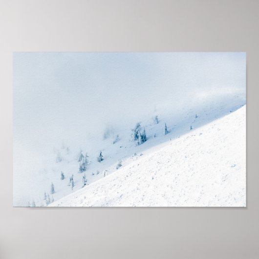 Bomen met zon en wolken in de bergen, bevroren poster (Voorkant)