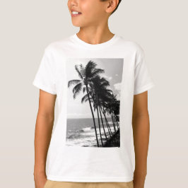 Bomen met zwarte en witte palmen t-shirt