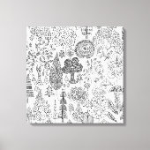 Bomen Modern Zwart en Wit Handgetekende Kunst Canvas Afdruk (Voorkant)