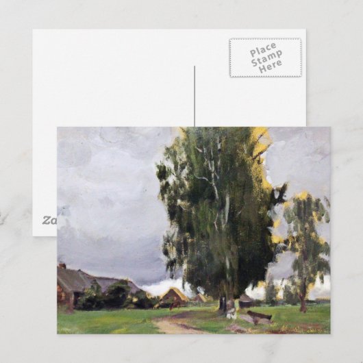 Bomen naast een dorp briefkaart (Voorkant / Achterkant)