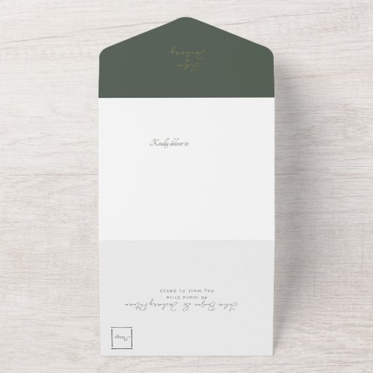 Bomen Natuur Classic/Modern Combo Wedding Invite All In One Uitnodiging (Buitenkant)