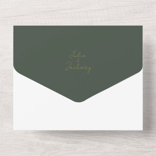 Bomen Natuur Classic/Modern Combo Wedding Invite All In One Uitnodiging (Achterkant)