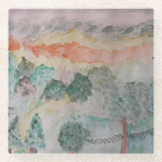 Bomen op de baai glazen onderzetter (Voorkant)