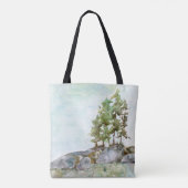 Bomen op de Waterverf van Rocks in het Canoe-land Tote Bag (Achterkant)