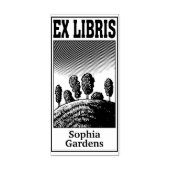Bomen op een heuvel Ex libris Rubber Stamp Rubberstempel (Afrduk)