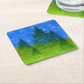 Bomen op een heuvel kartonnen onderzetters (Schuin)