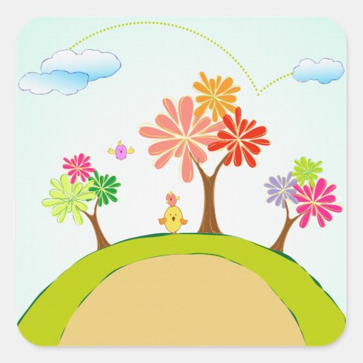 Bomen op een heuvel stickers (Voorkant)