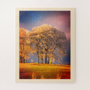 Bomen op een koude ochtend legpuzzel